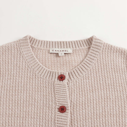 Girls Camel Cotton Cardigan