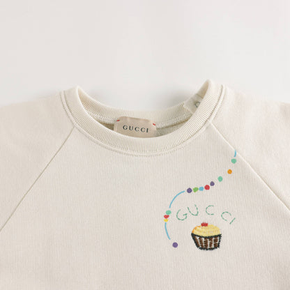 Baby Girls White Painted Cotton Sweatshirt