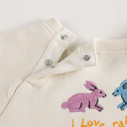Baby Girls White Painted Cotton Sweatshirt