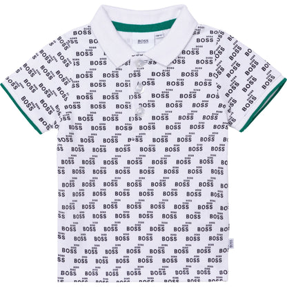 女婴白色Logo棉Polo衬衫