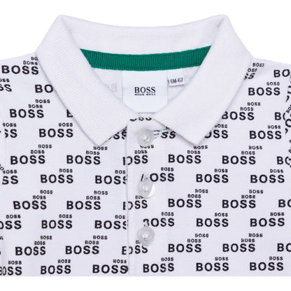 女婴白色Logo棉Polo衬衫