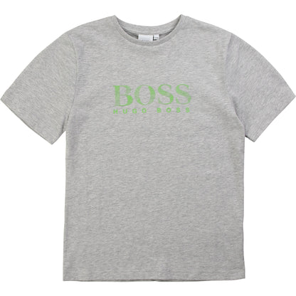 Boys Grey Logo Cotton T-shirt