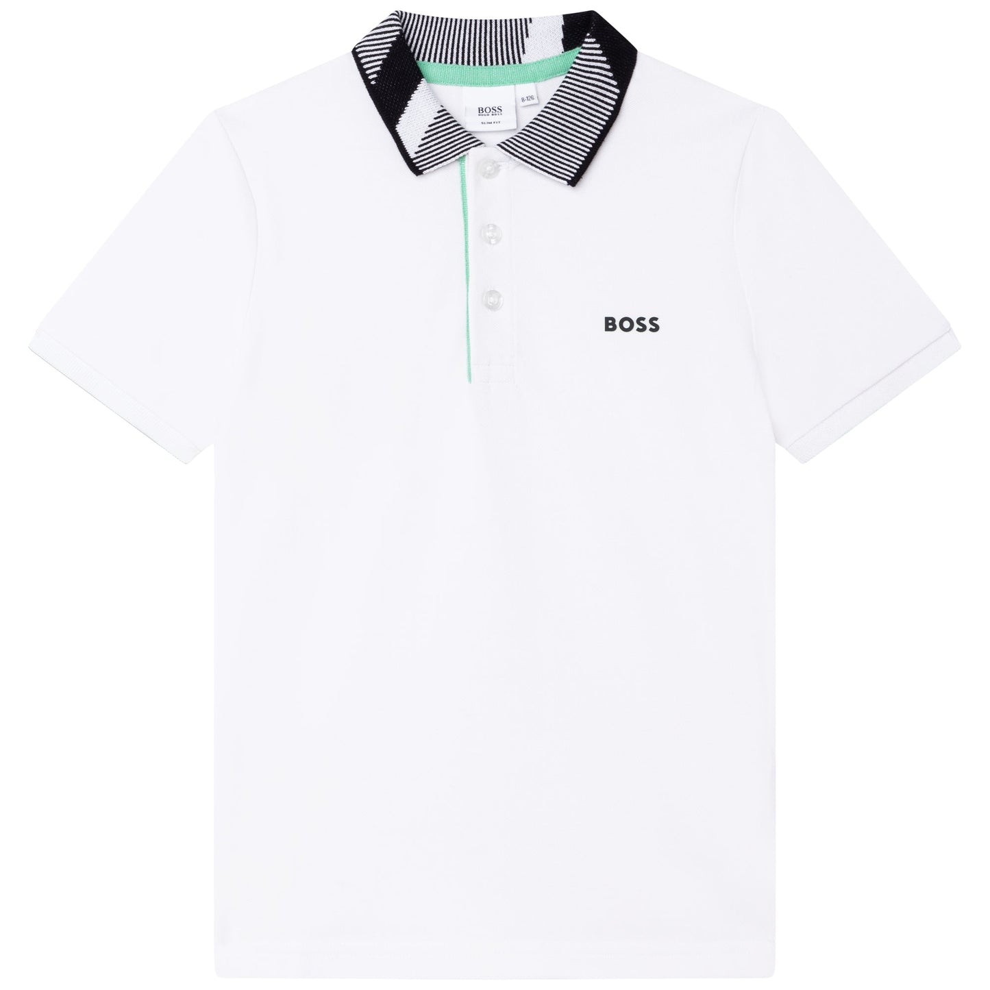 男童白色Logo棉Polo衬衫