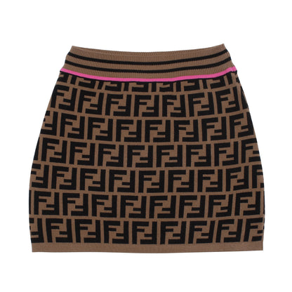 Girls Brown FF Logo Knit Skirt