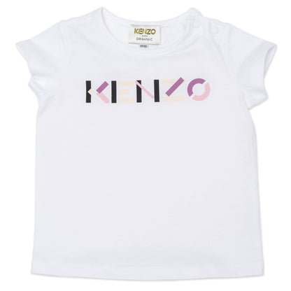 Baby Girls White Logo Cotton T-Shirt