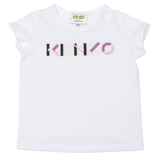 Baby Girls White Logo Cotton T-Shirt
