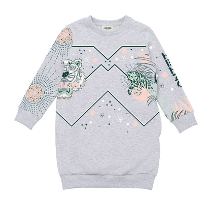 女童灰色Logo棉连衣裙