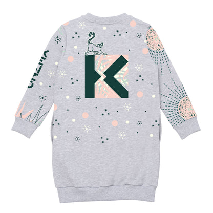 女童灰色Logo棉连衣裙