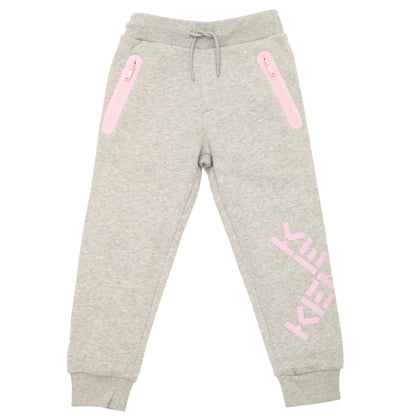 女童灰色Logo棉长裤