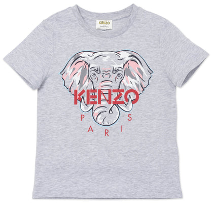Girls Grey Elephant Cotton T-Shirt