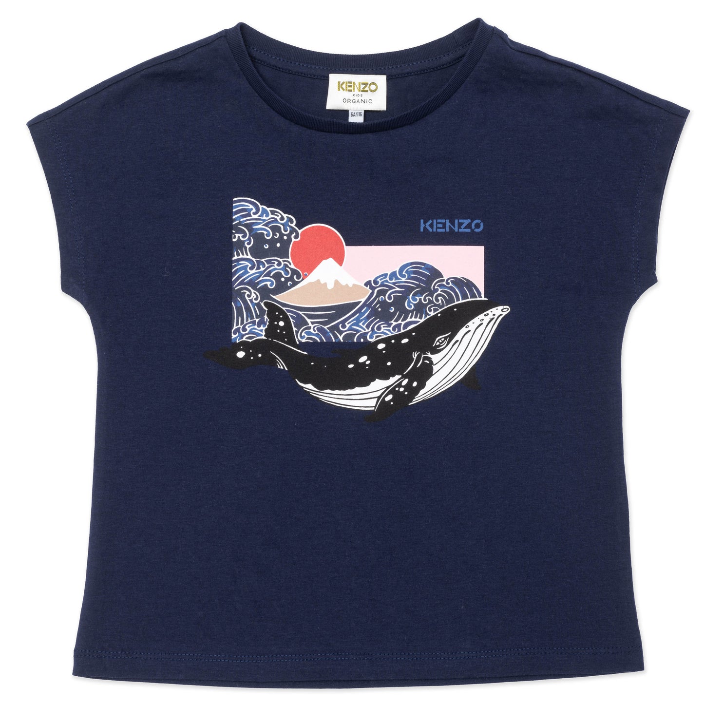 女童藏青色印花棉T恤