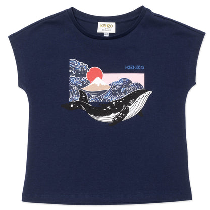 女童藏青色印花棉T恤