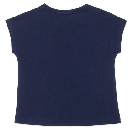 女童藏青色印花棉T恤