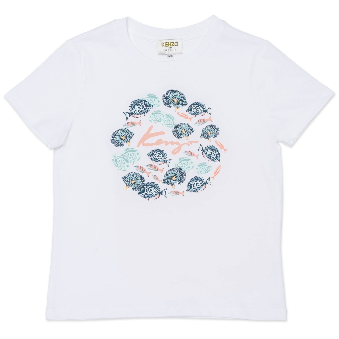 Girls White Printing Cotton T-Shirt