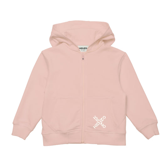 女童粉色Logo连帽拉链上衣