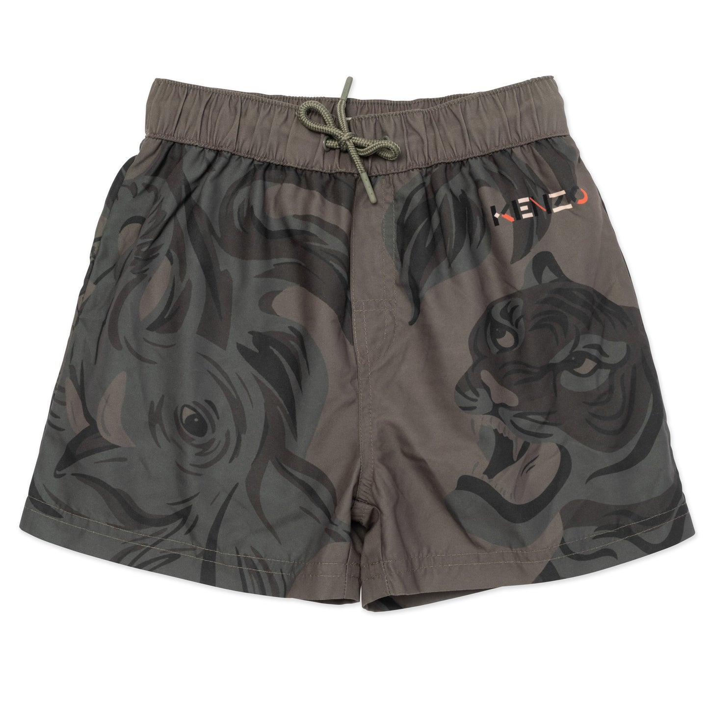 Boys Dark Green Printing Swim Shorts