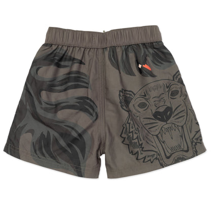 Boys Dark Green Printing Swim Shorts