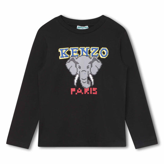 男童深灰色印花棉T恤