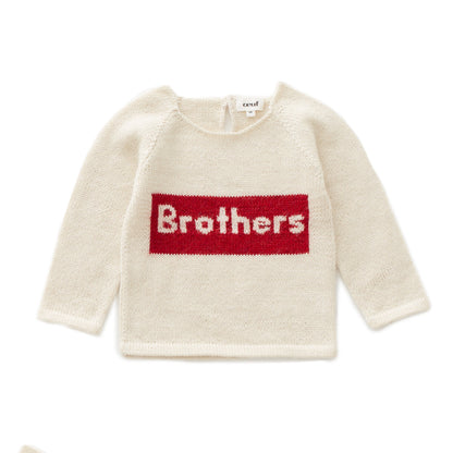 Boys White Brother Alpaca Sweater