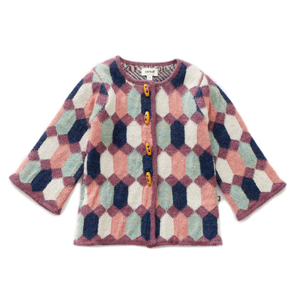 Girls Blue Diamond Pattern Alpaca Coat