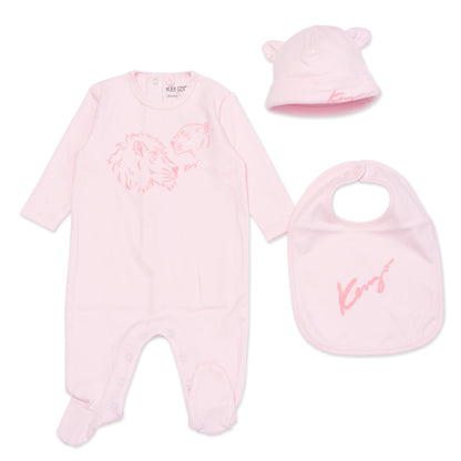 Baby Girls Pink Cotton Babysuit Set