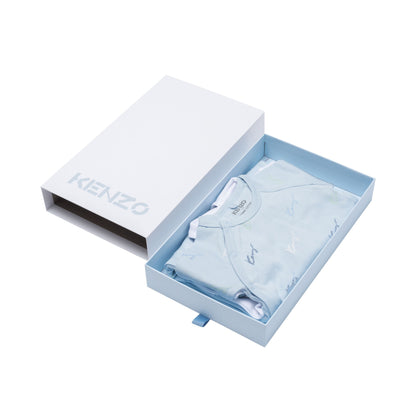 男婴蓝色&白色棉连体衣套装