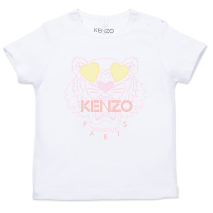 Baby Girls White Tiger Cotton T-Shirt