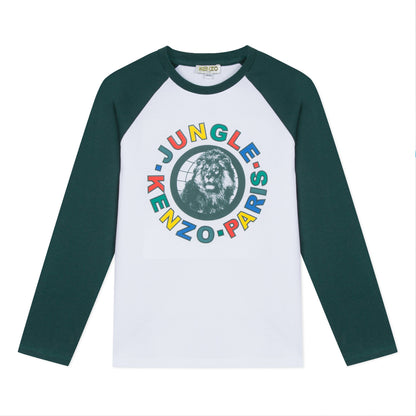 Boys White & Green Logo Cotton Top