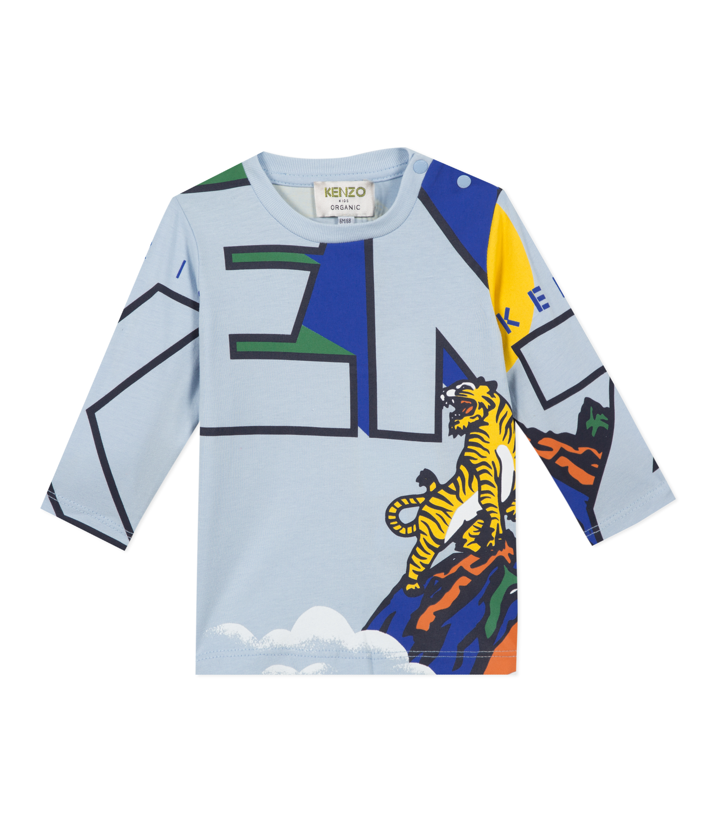 Baby Boys Light Blue Tiger Cotton T-Shirt
