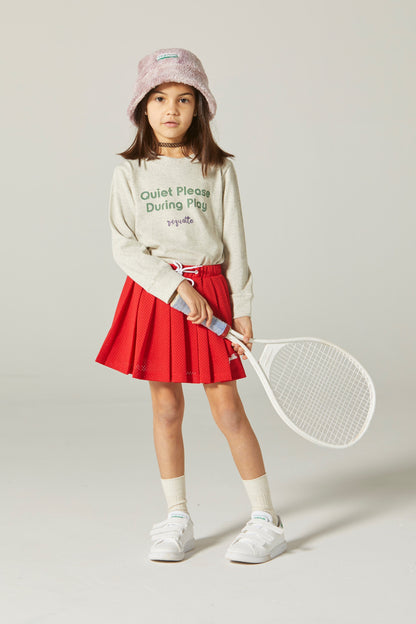 女童红色网状Logo短裙