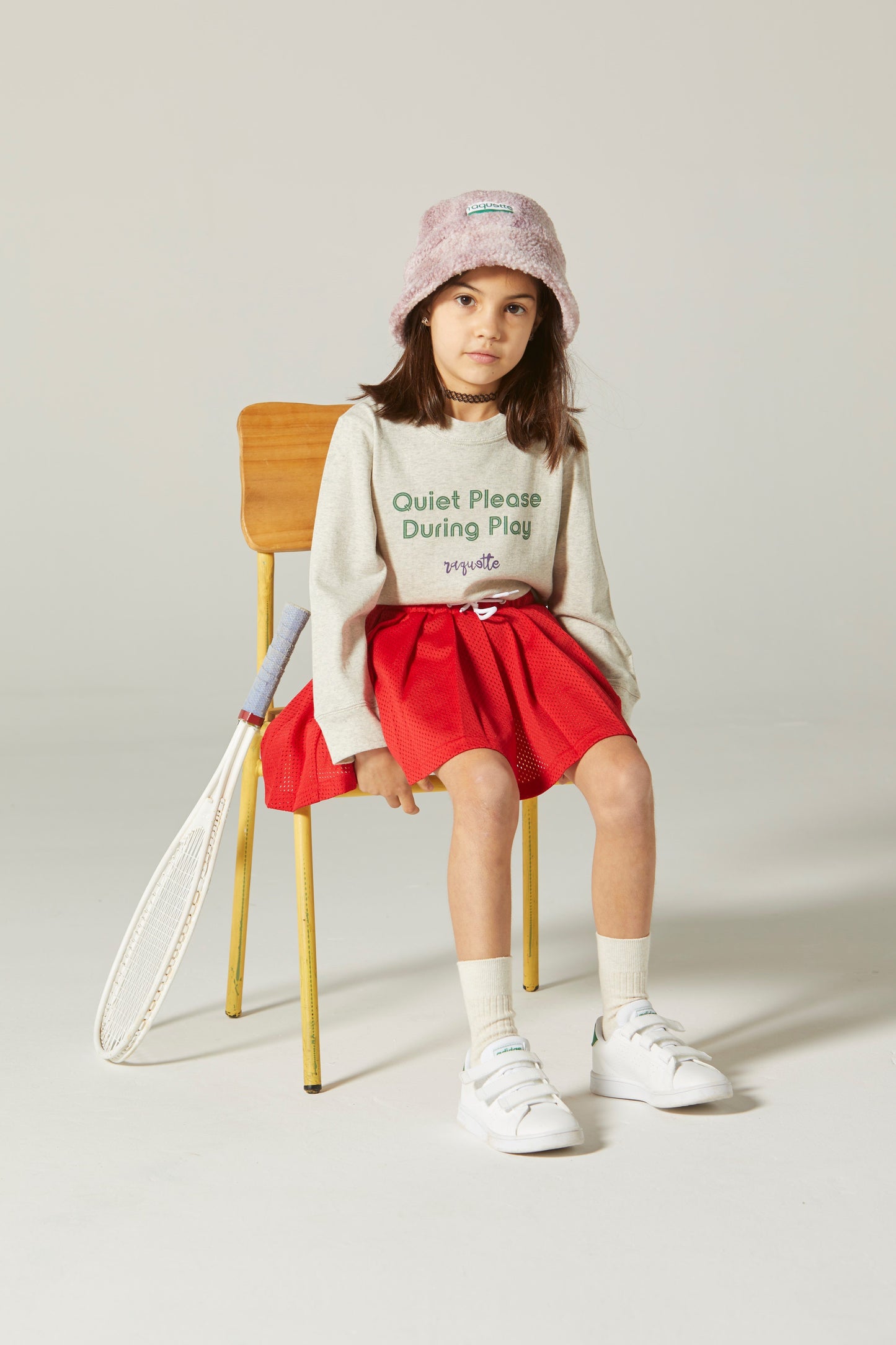 女童红色网状Logo短裙