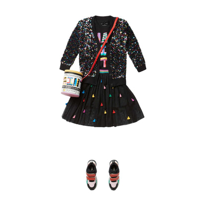 女童黑色闪光开衫