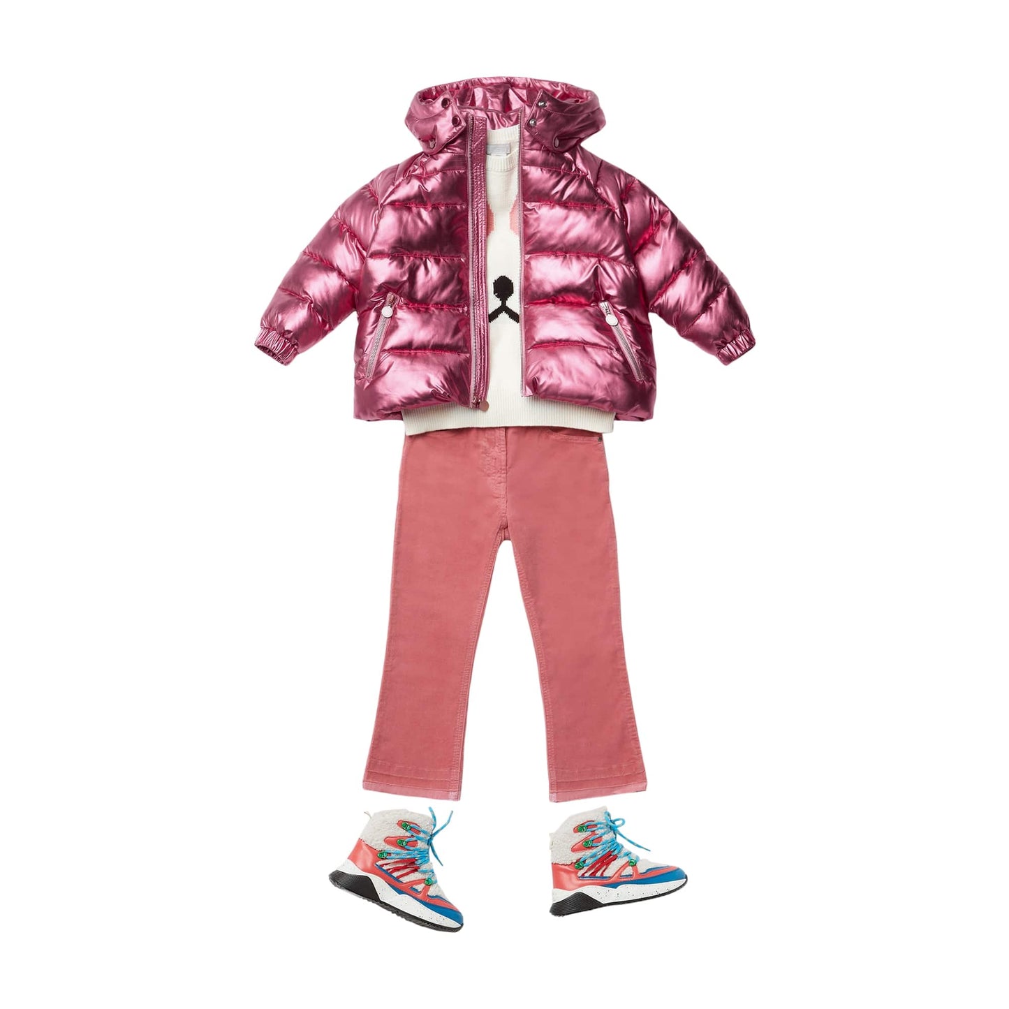 女童亮粉色蓬松夹克