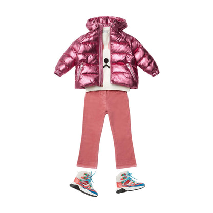 女童亮粉色蓬松夹克
