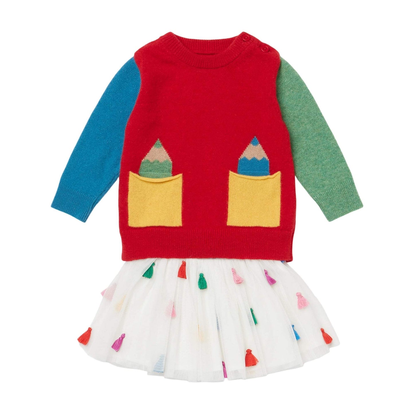 女童白色流苏薄纱短裙