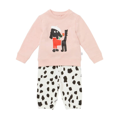 女婴粉色印花棉卫衣