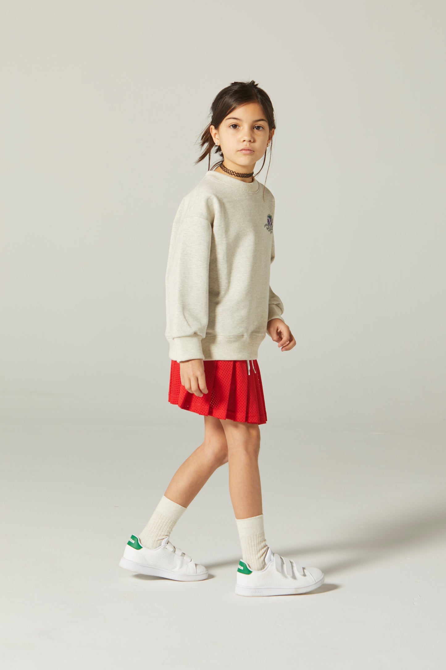 女童红色网状Logo短裙