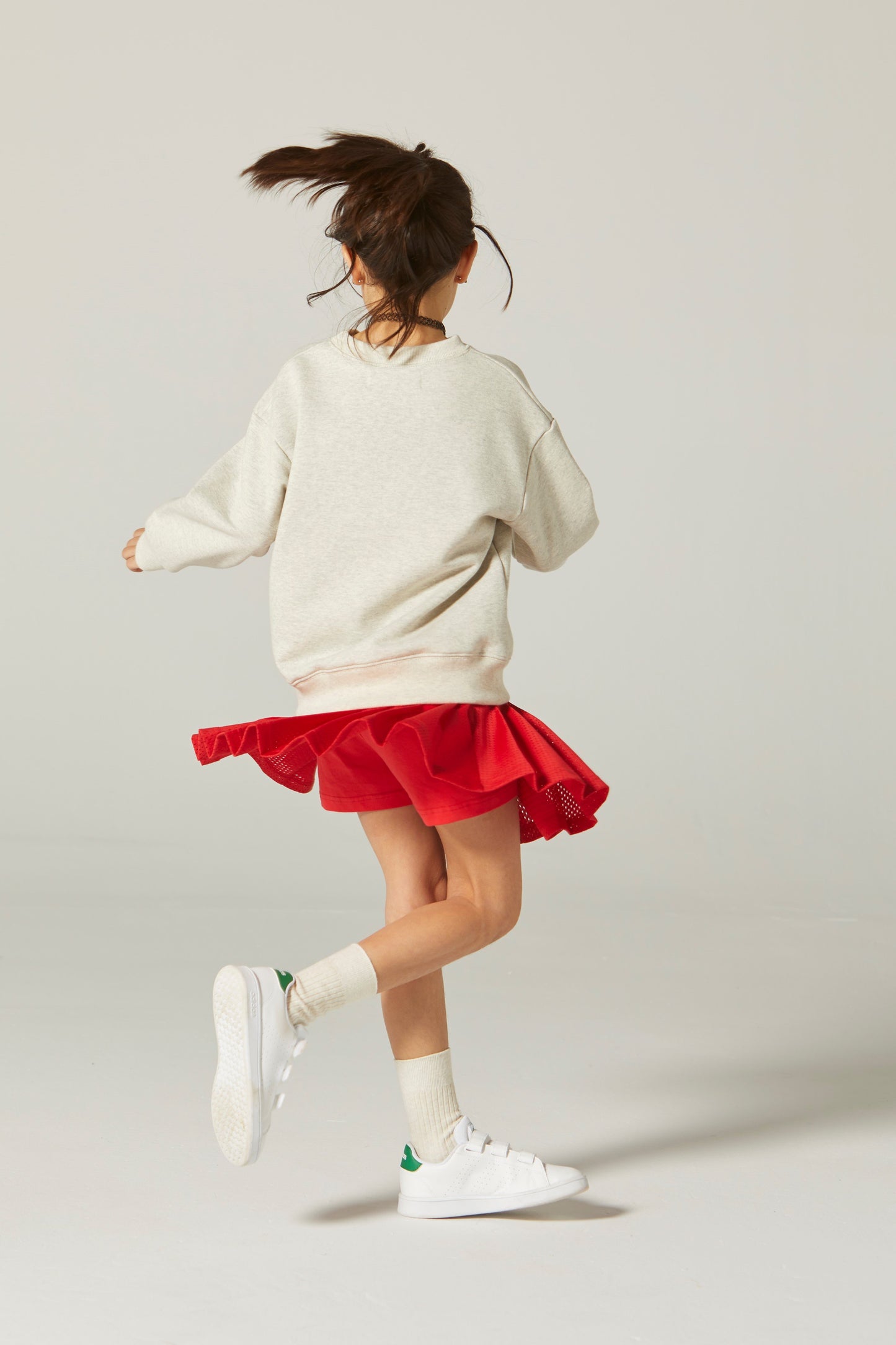 女童红色网状Logo短裙