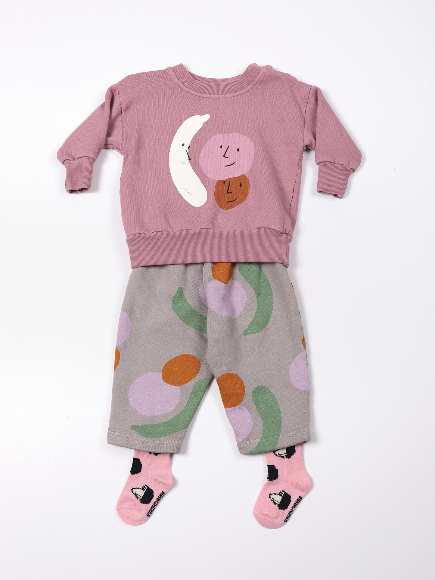 婴儿粉色印花棉卫衣