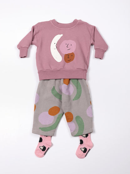 婴儿粉色印花棉卫衣