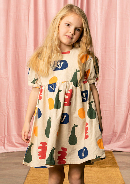 Girls Cream Painting Cotton Dress