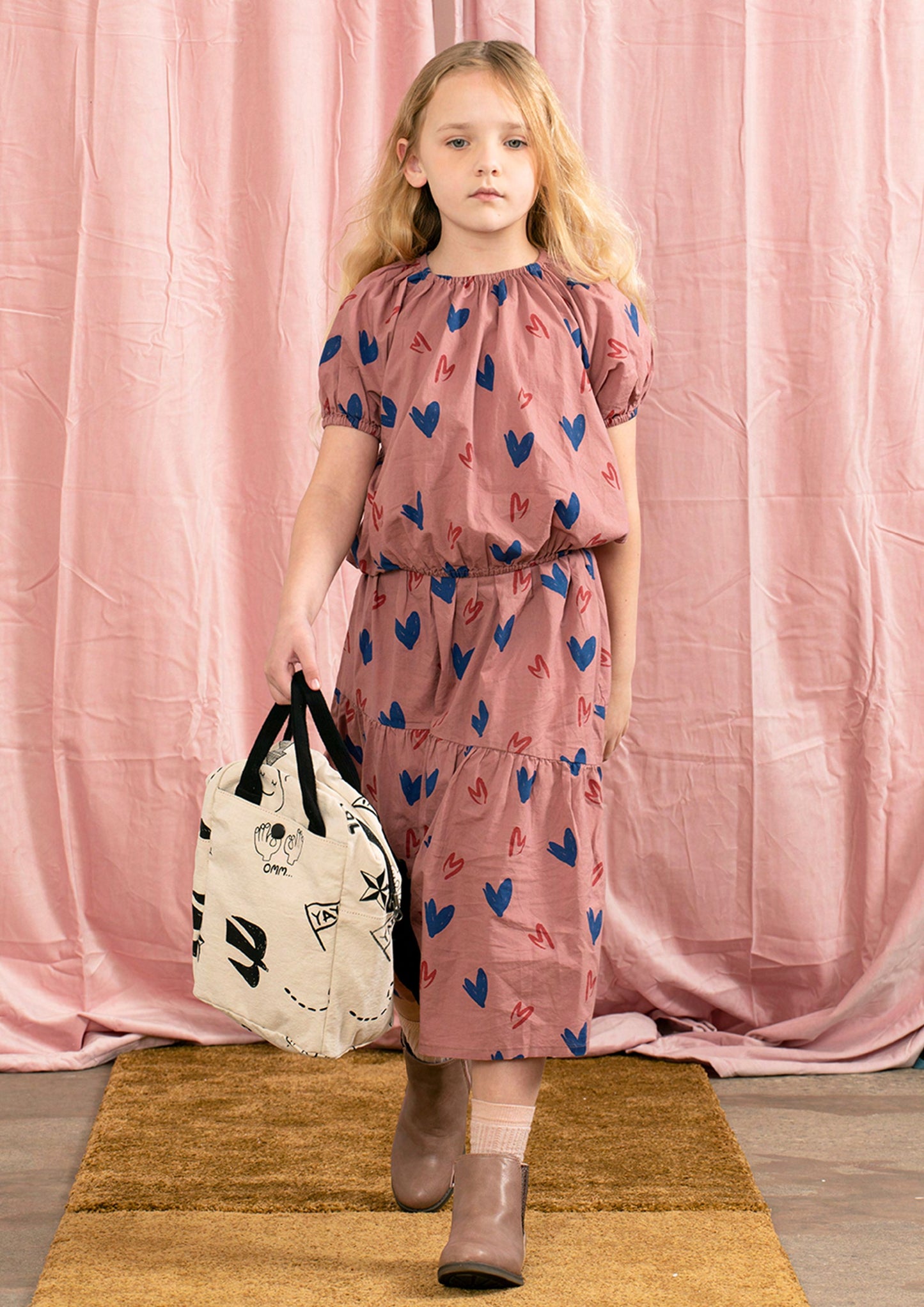 Girls Pink Heart Cotton Top