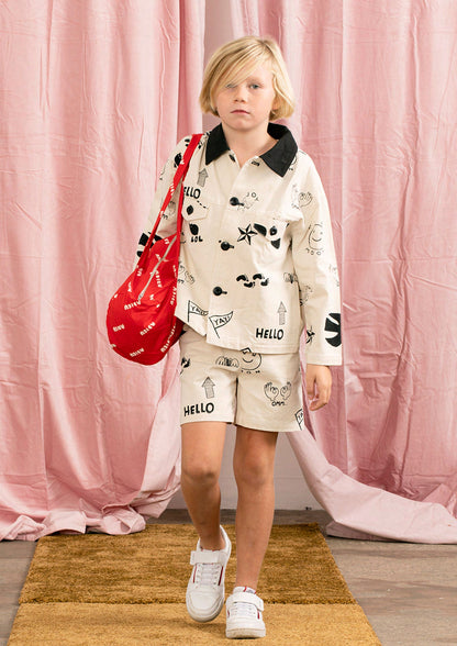 儿童奶油白绘画夹克