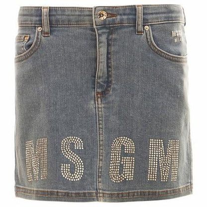 女童蓝色Logo牛仔短裙