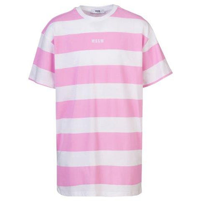 女童粉色条纹棉连衣裙