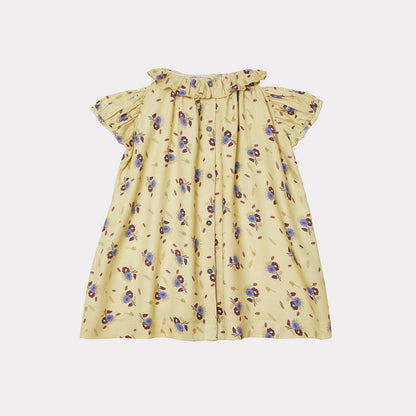 女婴黄色碎花连衣裙