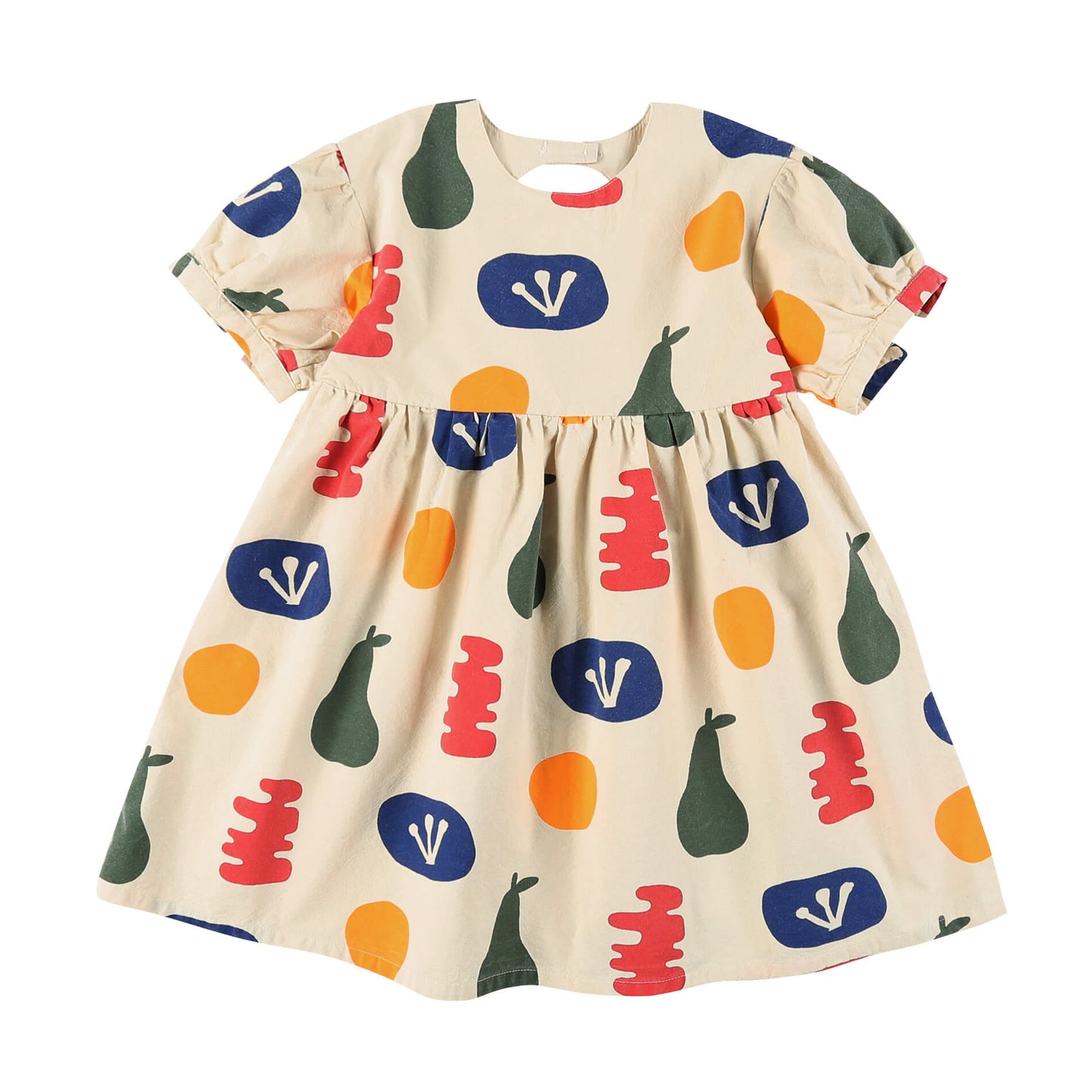 Girls Cream Painting Cotton Dress