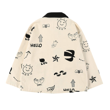 儿童奶油白绘画夹克