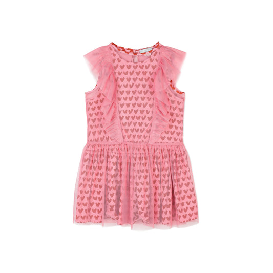 Girls Pink Heart Tulle Dress