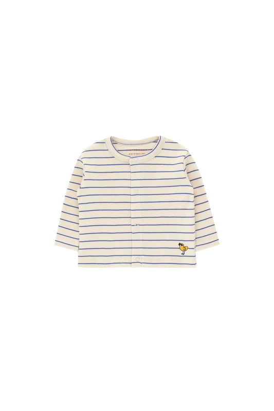 Baby Boys & Girls White Striped Cotton Cardigan